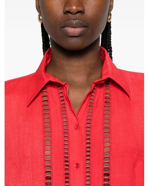 Ermanno Scervino Red Lace-insert Shirt
