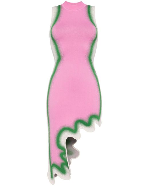 Ph5 Pink Brooklyn Wave-print Asymmetric-hem Dress