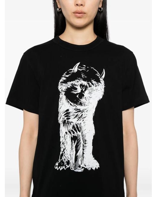 Sacai プリント Tシャツ Black