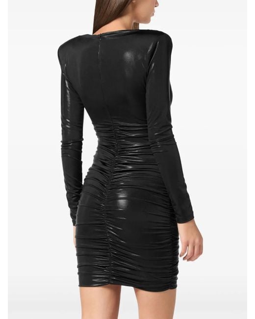 Philipp Plein Black Ls Shiny Mini Dress