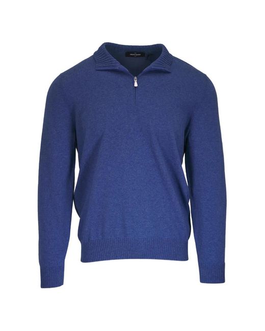 Gran Sasso Blue Quarter-Zip Sweater for men