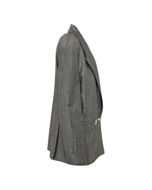 Pinko Gray Double-Breasted Cayman Jacket