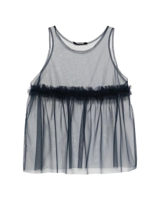 Susanne Bommer Gray Ruffled Sleeveless Top