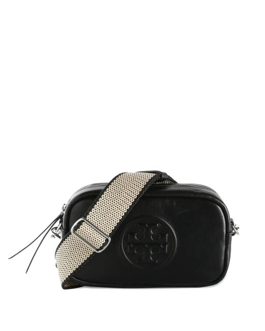 Tory Burch Black Mini Miller Logo-Embossed Crossbody Bag