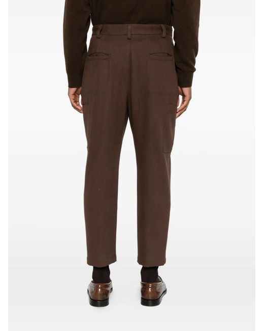 Eleventy Brown Pocket Pleated Trousers for men