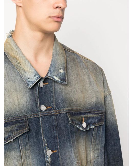 Vetements Black Distressed-Effect Stonewashed Denim Jacket for men