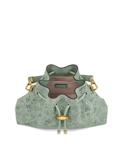 Jimmy Choo Green Small Cinch Perforated-Detail Shoulder Bag