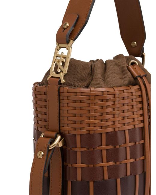 Alberta Ferretti Brown Woven Leather Bucket Bag