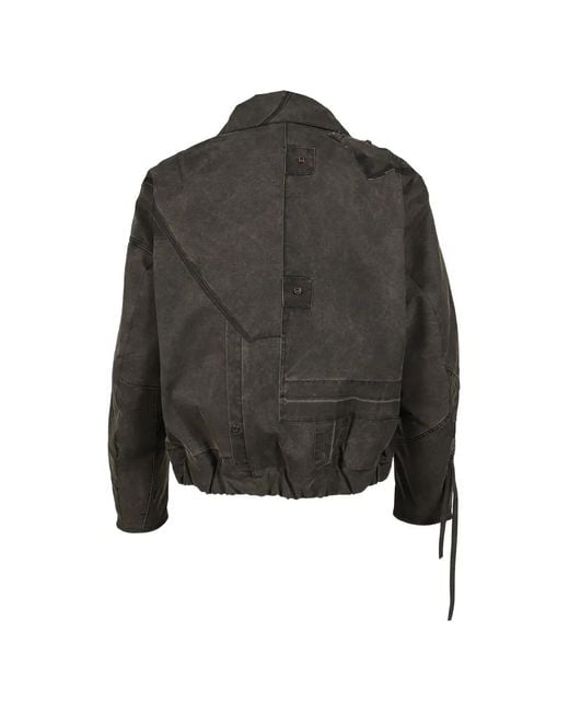 UNDER THE SIGN Black Patchwork Waxed Cotton Jacket for men