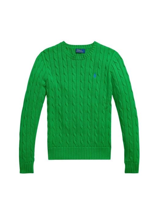 Polo Ralph Lauren Green Cable-Knit Cotton Sweater