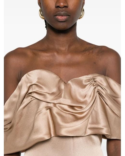GIUSEPPE DI MORABITO Natural Draped One-Shoulder Dress