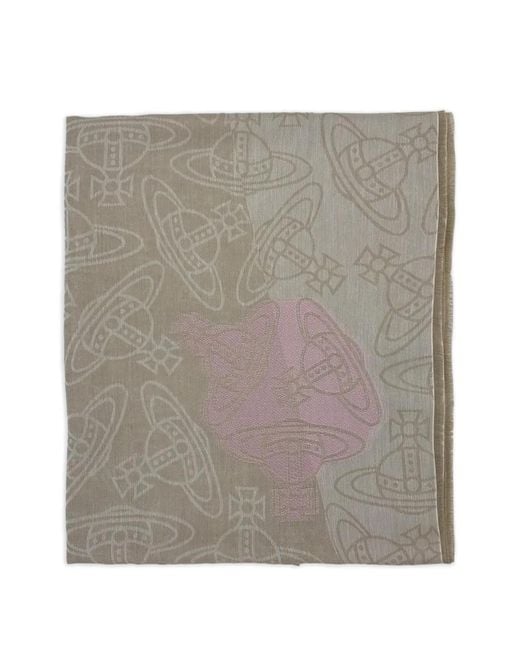 Vivienne Westwood Gray Orb-Pattern Scarf