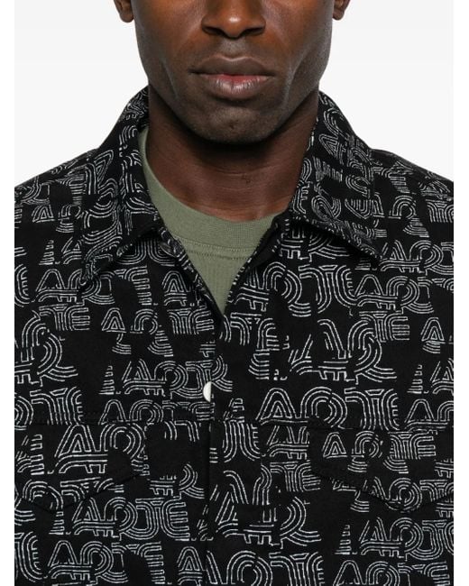 Arte' Black Graphic-Print Denim Jacket for men