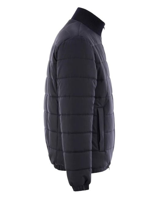 Kiton Blue Quilted Zip-Up Bomber Jacket for men