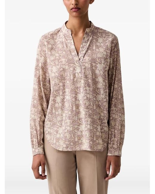 Marc O' Polo Natural Floral-Print Long-Sleeve Top