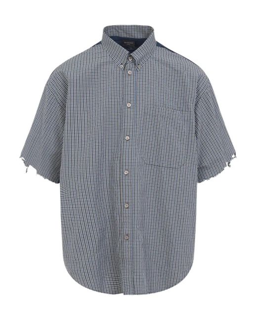メンズ Balenciaga Hybrid チェック シャツ Gray