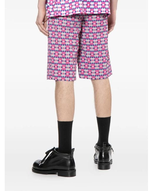 Comme des Garçons Purple Geometric-Print Shorts for men