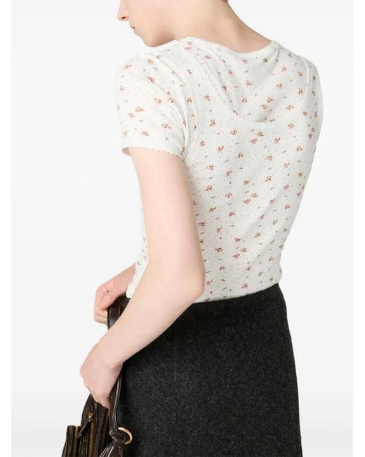 Miu Miu White Cotton Jersey Ribbed Tank Top