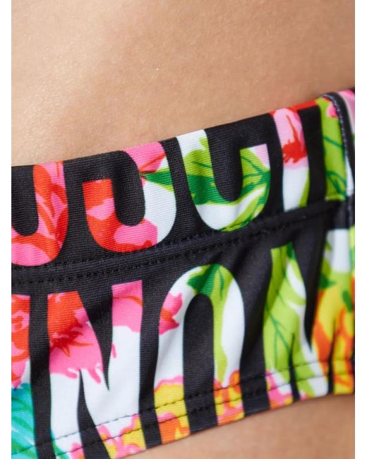 Moschino White Logo-Print Floral-Pattern Swim Briefs for men