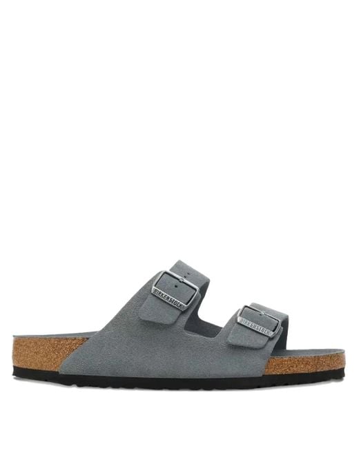 Birkenstock White Double-Strap Suede Sandals