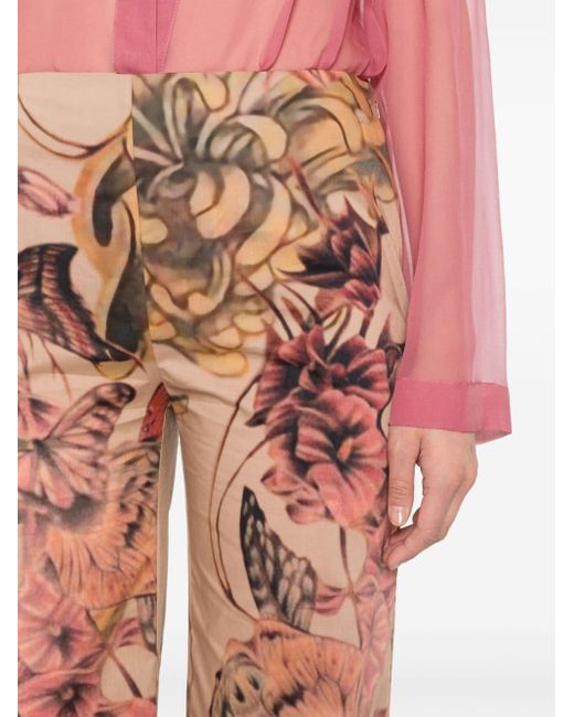 Pantalones rectos con estampado floral Alberta Ferretti de color Natural