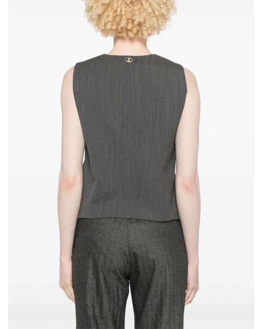 Twinset Gray Textured Waistcoat