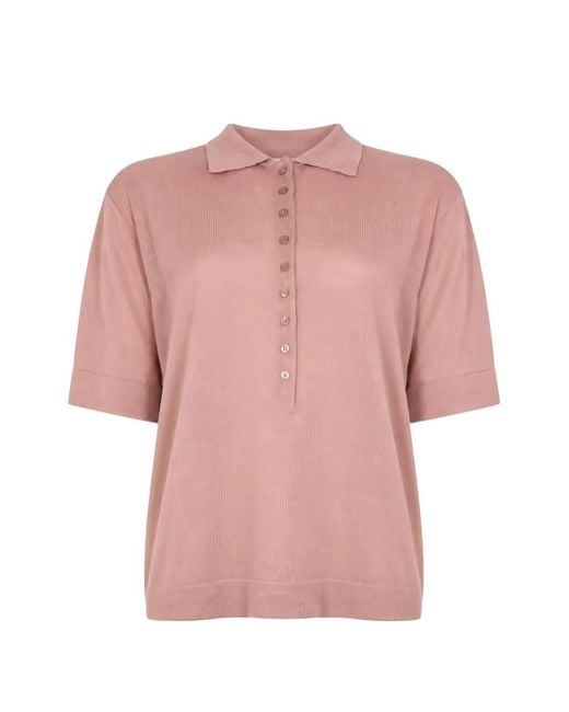 Seventy Pink Fine-Knit Short-Sleeve Polo Shirt