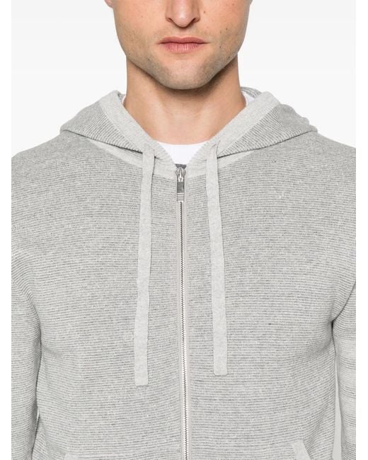 Thom Browne Gray 4-Bar Stripe Zip-Up Hoodie for men