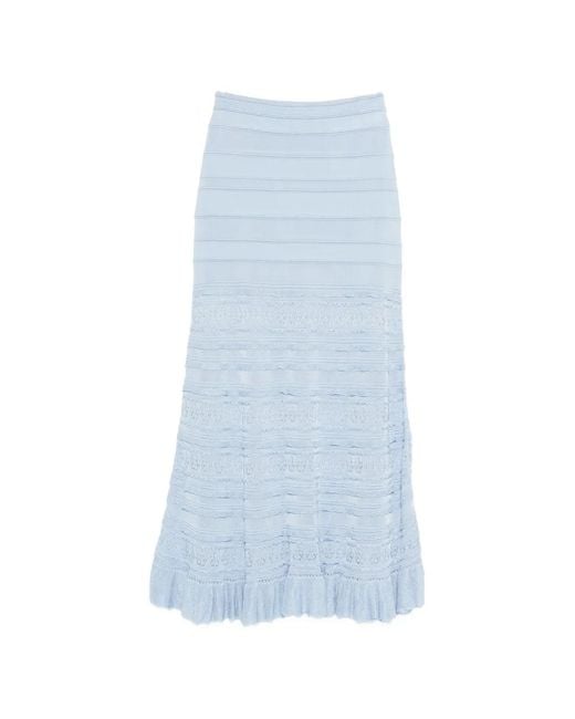 Sandro Blue Pointelle Knit Maxi Skirt
