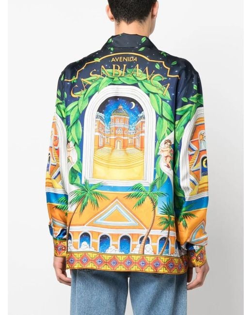 Casablanca Multicolor Cuban Collar Silk Shirt Maison D'ete for men