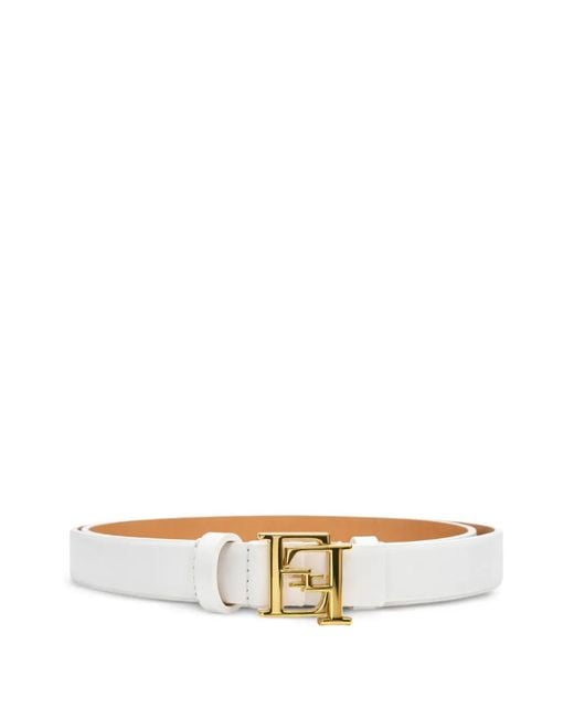Elisabetta Franchi White Logo-Buckle Belt