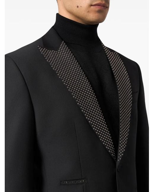 Philipp Plein Black Embellished Buttoned Blazer for men