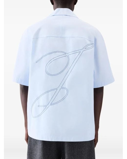 Jacquemus Le Fonccio Button-Up Overhemd Met Korte Mouwen in het Blue voor heren