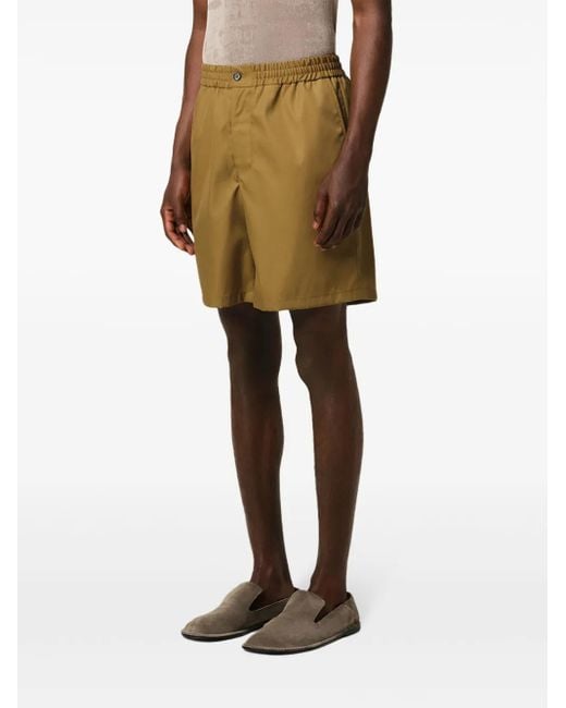 AMI Green Logo-Plaque Shorts for men