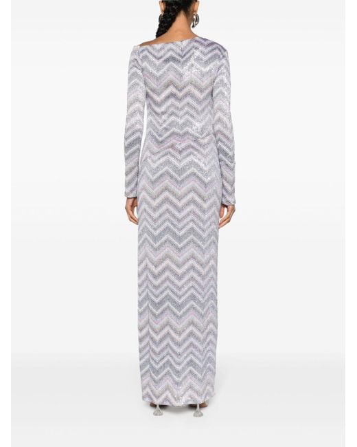 Missoni Gray Sequinned Zigzag Maxi Dress