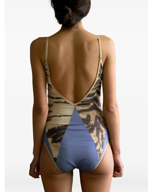 Baserange Blue Tiger-Print Net Body