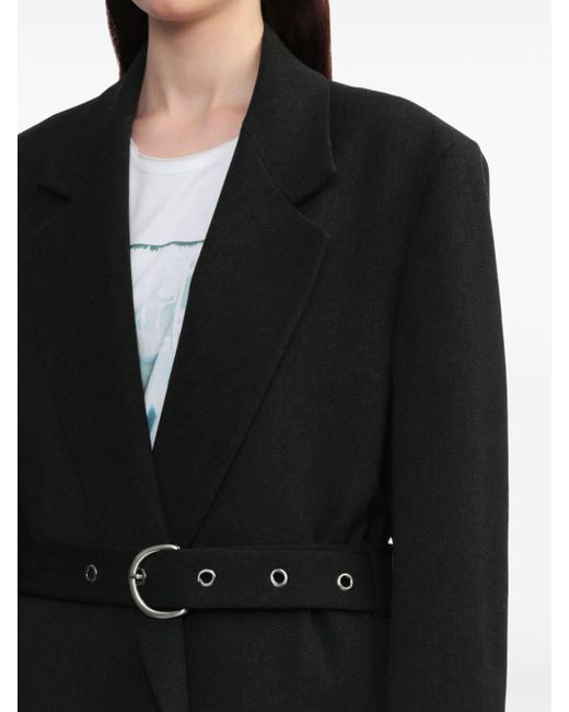 Low Classic Black Belted Single-breasted Coat