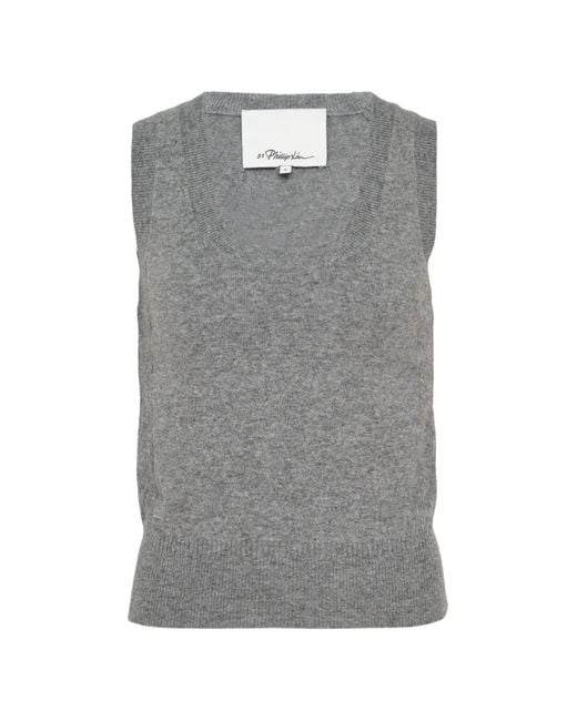 3.1 Phillip Lim Gray Scoop-Neck Sleeveless Top