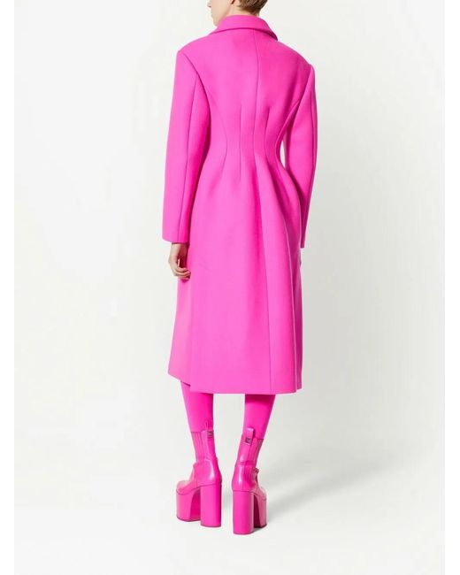 Valentino Garavani Pink Diagonal Bow-Detail Long Coat