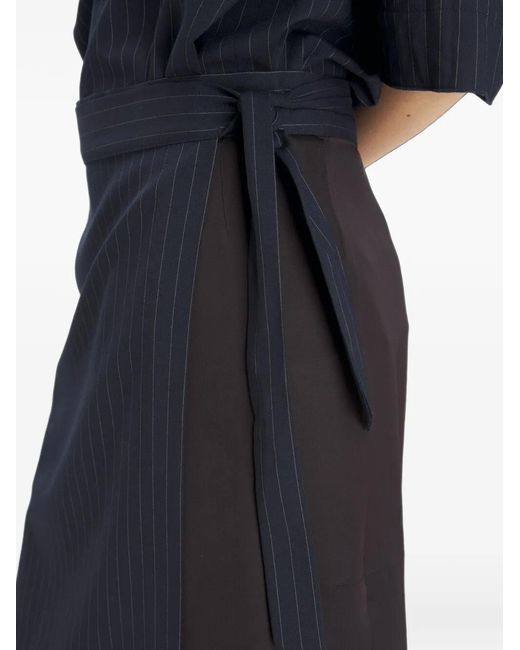 Barena Blue Lizzy Patchwork Wrap Midi Skirt