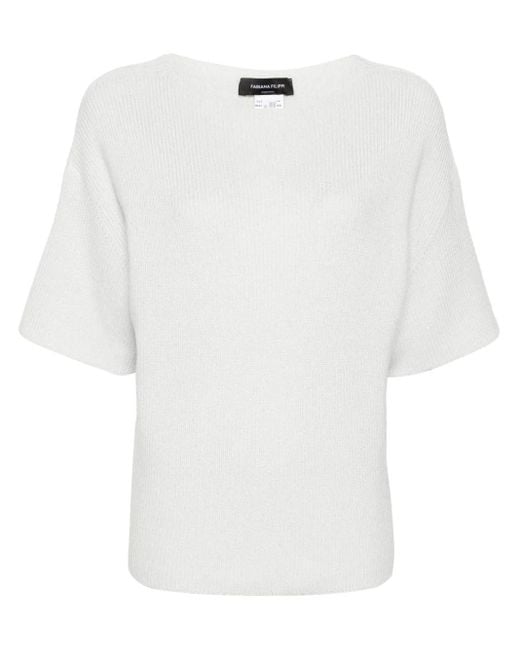Fabiana Filippi White Lurex-Detail Jumper