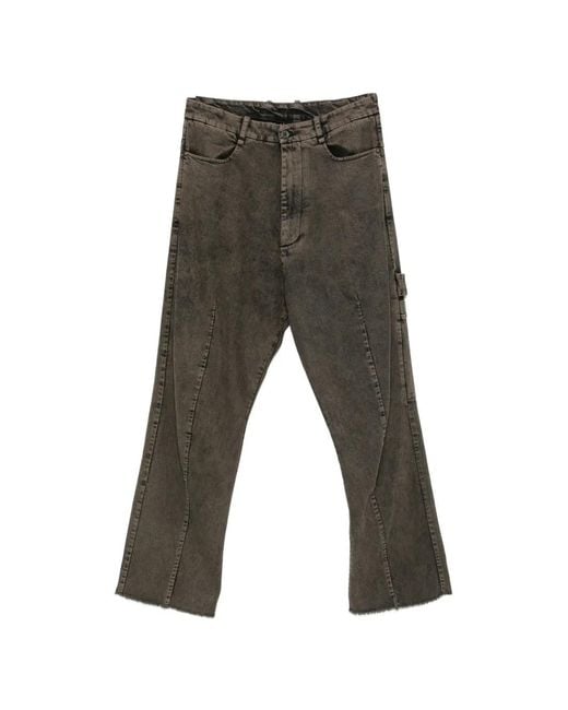 Masnada Gray Acid-Wash Frayed-Hem Jeans for men