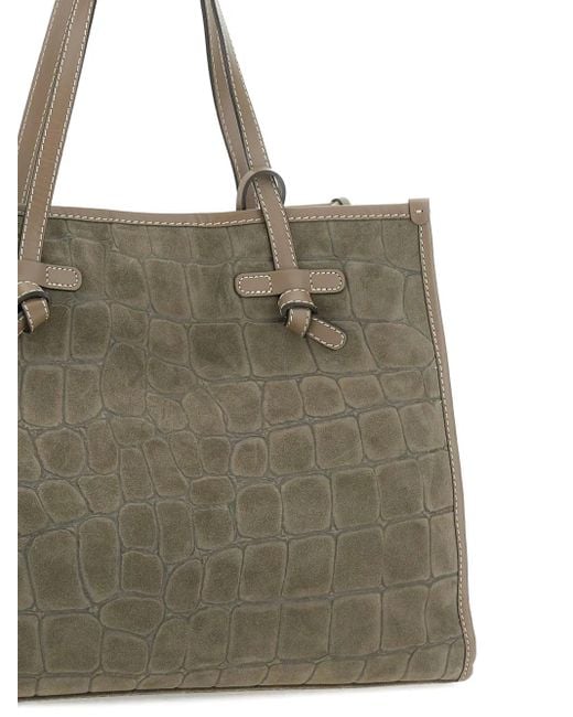 MARCELLA CLUB Natural Crocodile-Embossed Tote Bag