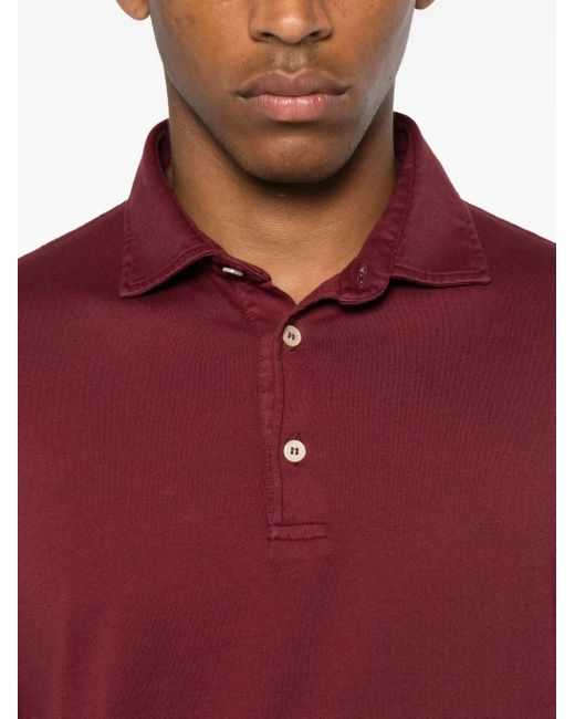 Fedeli Red Long-Sleeve Polo Shirt for men