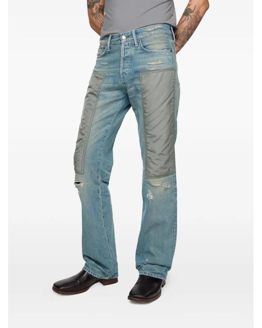 Acne Blue Panelled Distressed Jeans for men