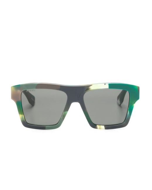Gucci Gray Tortoiseshell Square-frame Sunglasses for men