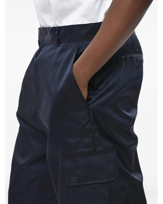 Off-White c/o Virgil Abloh Blue Embroidered Drawstring-Hem Cargo Trousers for men