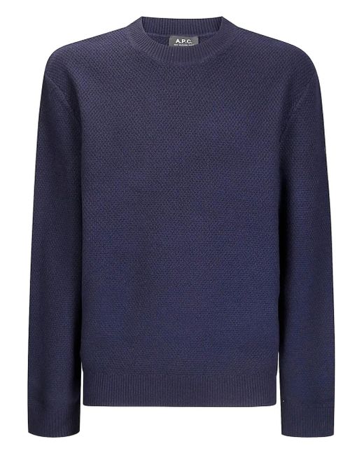 Jersey texturizado con cuello redondo A.P.C. de hombre de color Blue