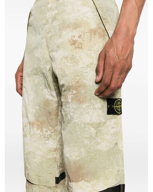 Stone Island Natural Camouflage-pattern Elasticated-waist Trousers for men