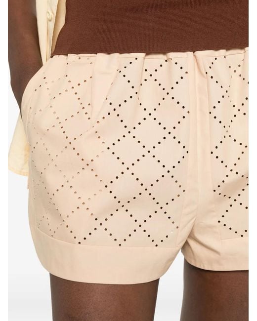 Fendi Natural Argyle Perforated Shorts
